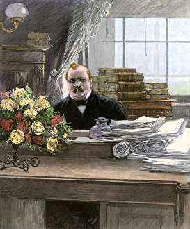 President Cleveland Prints: President Cleveland at work in the White House