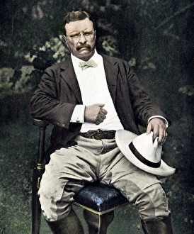 Us President Prints: President Theodore Roosevelt seated outdoors