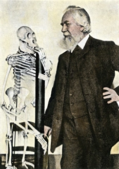 University Prints: Professor Ernst Haeckel with an ancestral human skeleton at Jena