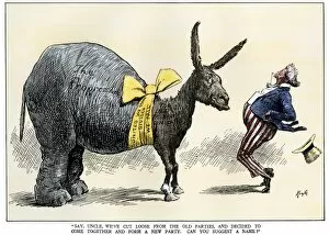 Uncle Sam Gallery: Progressive Movement cartoon, early 1900s