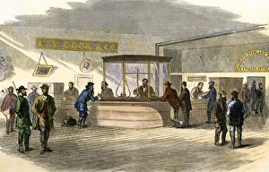 Colorado Gallery: Prospectors bringing gold to a Denver bank, 1860s