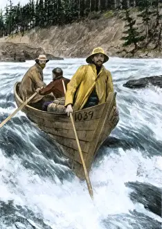 Prospector Prints: Prospectors risking the White Horse Rapids of the Yukon River going to