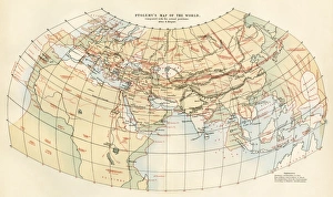 Africa Prints: Ptolemys map of the world shown in red