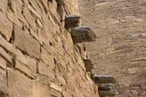 Anasazi Gallery: Pueblo Bonito wall and vigas, Chaco Canyon NM