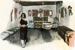Pueblo Indian Gallery: Pueblo home interior, 1800s
