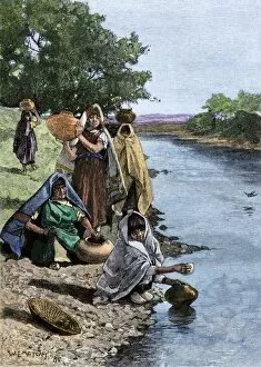 Water Gallery: Pueblo women in New Mexico