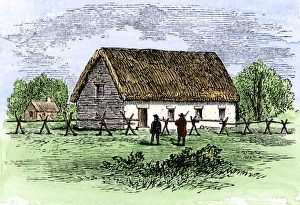 Thatched Roof Gallery: Puritans church in Boston, 1630s