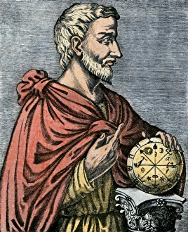 Pythagoras. Hand-colored engraving