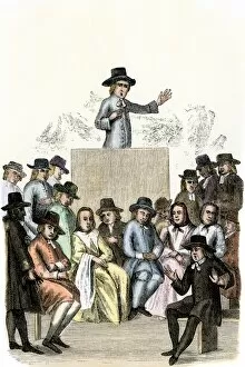 Quaker Gallery: Quaker meeting in England, 1710
