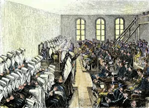 Sect Gallery: Quaker worship service in Philadelphia, 1800s
