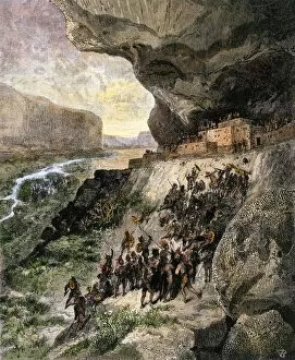 Raid on cliff-dwellers in precolumbian America