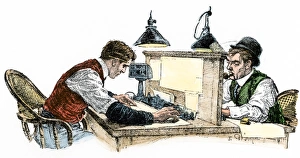 Telegraph Gallery: Railroad telegraph office, early 1900s