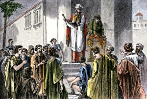 Reading Gallery: Reading from a scroll in ancient Jerusalem