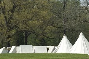 Tent Gallery: Reenactment of a Civil War army camp, Shiloh battlefield