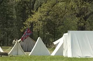Images Dated 9th April 2011: Reenactment of a Confederate encampment, Shiloh battlefield