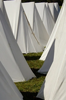 Revolutionary War reenactors tents at Yorktown battlefield