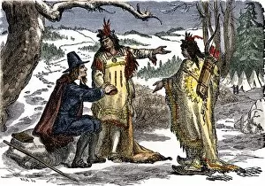 Puritan Gallery: Rhode Island natives befriending Roger Williams, 1635