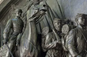 Sculpture Prints: Robert Gould Shaw in command of black troops of the 54th Massachusetts Regiment