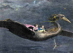 Asia Prints: The Roc, a fabulous legendary bird of great size and strength