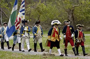 Formation Prints: Rochambeau and French army reenactors march to the surrender ceremony