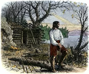 Pioneers Collection: Roger Williams making a home in Rhode Island, 1636
