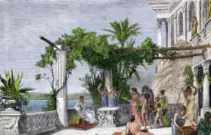 Mediterranean Sea Prints: Roman Emperor Tiberius enjoying his villa on Capri