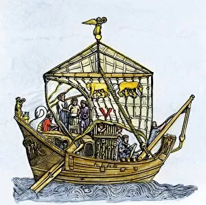 Mediterranean Sea Collection: Roman ship with a rudder