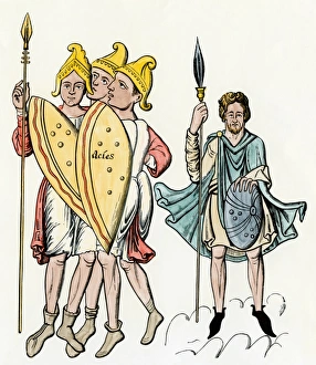 Germanic Gallery: Roman soldiers and a Germanic warrior