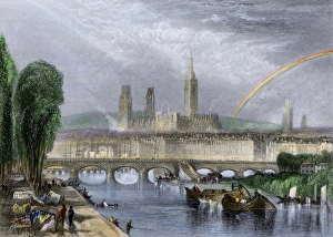 World Places:historical View Prints: Rouen, France, on the River Seine
