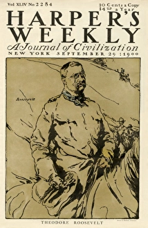 Us Army Prints: Rough Rider Theodore Roosevelt on the cover of Harpers Weekly