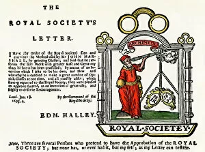 Advertisement Gallery: Royal Society endorsement of a lens-grinder, 1600s