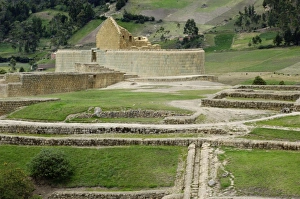 Latin America:Caribbean Prints: Ruins of Inca city and Temple of the Sun at Ingapirca in the Andes Mountains