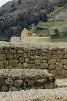 Latin America:Caribbean Prints: Ruins of Inca city and Temple of the Sun at Ingapirca in the Andes Mountains