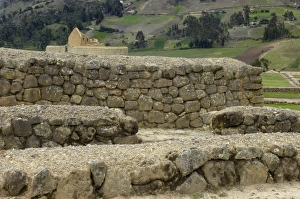 Latin America:Caribbean Prints: Ruins of Inca city and Temple of the Sun at Ingapirca in the Andes Mountains