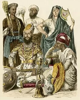 Belt Gallery: Ruler of Delhi and his attendants, 1800s