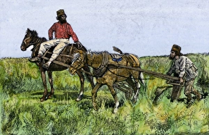 Russian serfs plowing fields on the steppes