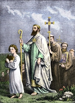 Roman Catholic Prints: Saint Patrick journeying to Tara to convert the Irish