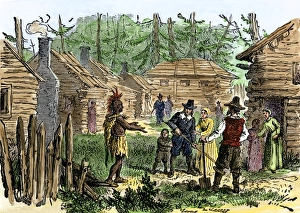 Samoset welcoming the Plymouth colonists