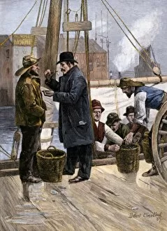 Wharf Gallery: Sampling the Maryland oyster catch, 1800s