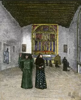 Spanish American Gallery: San Miguel Mission in the 1800s, Santa Fe, New Mexico