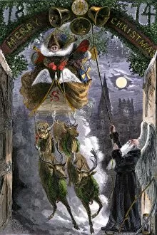Sleigh Gallery: Santa Claus and Father Time, 1874