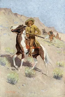 Horse Back Prints: The scout, a frontiersman employed by U