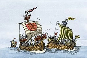 13th Century Collection: Sea battle in the Middle Ages