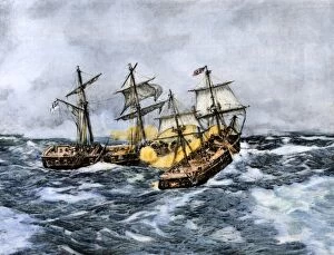 Naval Battle Gallery: Sea battle of the Wasp and Frolic, War of 1812