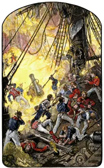 Sea fight between the American ship Bonhomme Richard