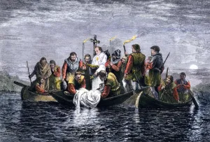 Mississippi River Prints: Secret burial of Hernando de Soto at night in the Mississippi River