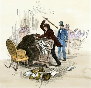 1850s Prints: Senator Preston Brooks assaulting Senator Charles Sumner during an antislavery