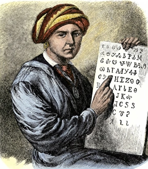 Eastern Prints: Sequoya holding his Cherokee alphabet