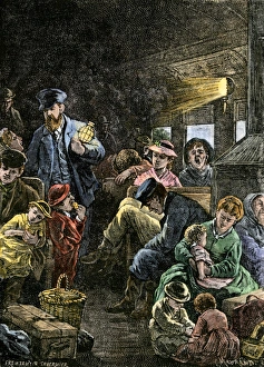 Trains And Automobile Prints: Settlers emigrating by train to the West