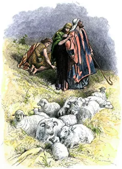 Holy Land Prints: Shepherds called from their fields at the birth of Jesus
